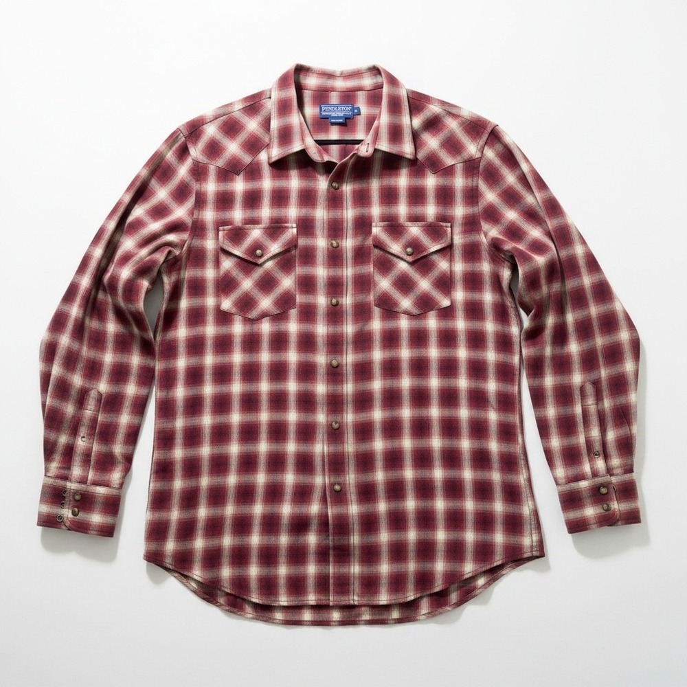 Pendleton Western Shirt XL Red Plaid Pearl Snap Long Sleeve Yoke Cowboy Shirt